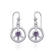 Peace Silver Earrings with Heart Gemstone TER1836