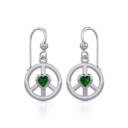 Peace Silver Earrings with Heart Gemstone TER1836