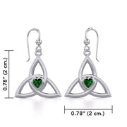 The Celtic Trinity Knot Silver Earrings with Heart Gemstone TER1837