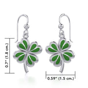 Lucky Four Leaf Clover Silver Earrings with Greend enamel TER1843