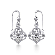 Celtic Knotwork Silver Earrings with Heart Gemstone TER1846