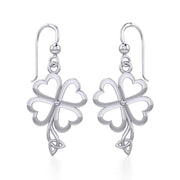 Four Leaf Clover with Trinity Knot Silver Earrings TER1848