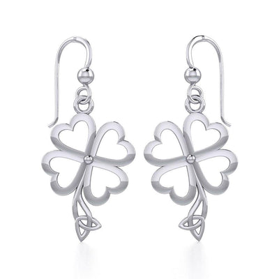 Four Leaf Clover with Trinity Knot Silver Earrings TER1848