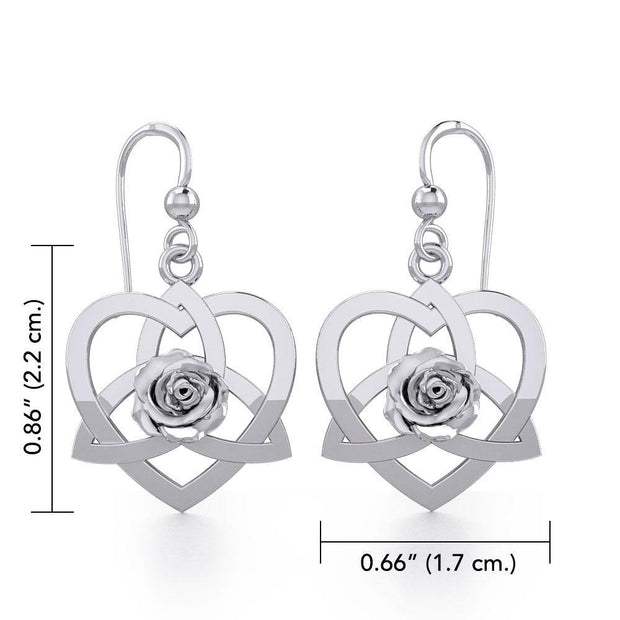 Trinity in Heart with Rose Silver Earrings TER1850