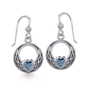 Celtic Knot Silver Earrings with Heart Gemstone TER1876