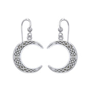 Large Celtic Crescent Moon Silver Earrings TER1879