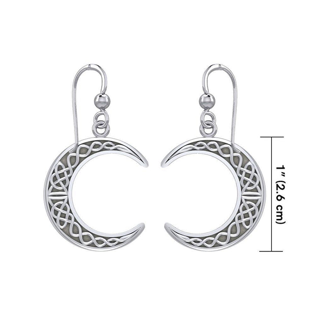 Large Celtic Crescent Moon Silver Earrings TER1879