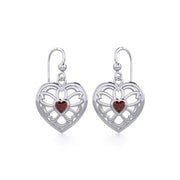 Flower in Heart Silver Earrings with Gemstone TER1880