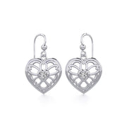 Flower in Heart Silver Earrings with Gemstone TER1880