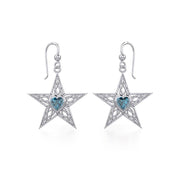 Celtic Star Silver Earrings with Heart Gemstone TER1881 Earring
