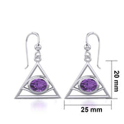 Eye of The Pyramid Silver Earrings with Gem TER1902
