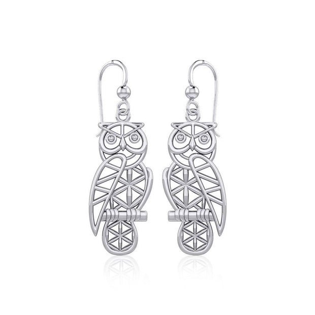 Silver Flower of Life Owl Earrings TER1905