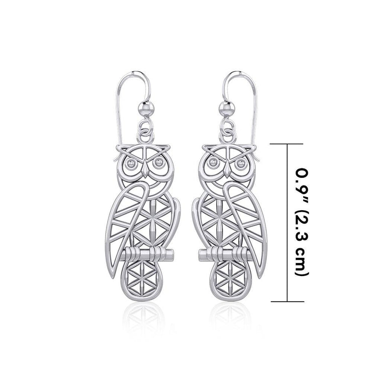 Silver Flower of Life Owl Earrings TER1905