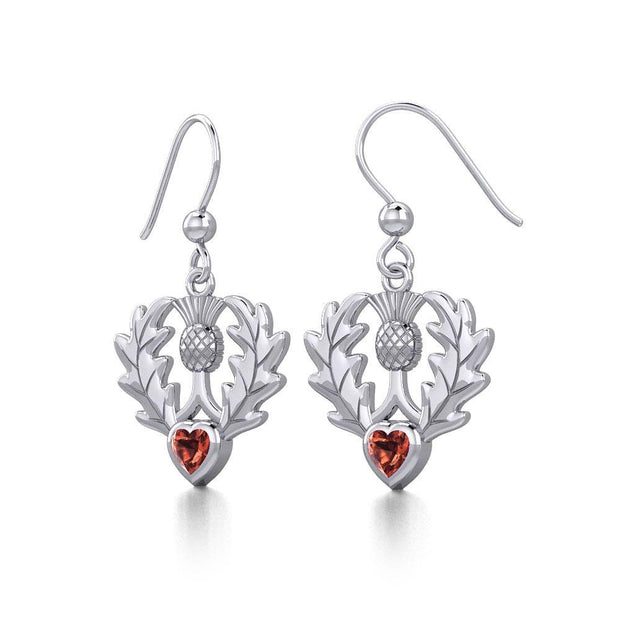 Thistle Silver Earrings with Heart Gemstone TER1912