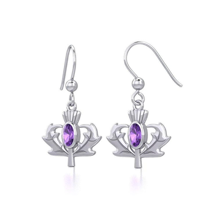 Thistle Silver Earrings with Oval Gemstone TER1913