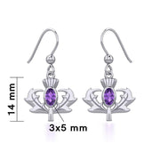 Thistle Silver Earrings with Oval Gemstone TER1913