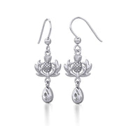 Thistle Silver Earrings with Dangling Gemstone TER1914