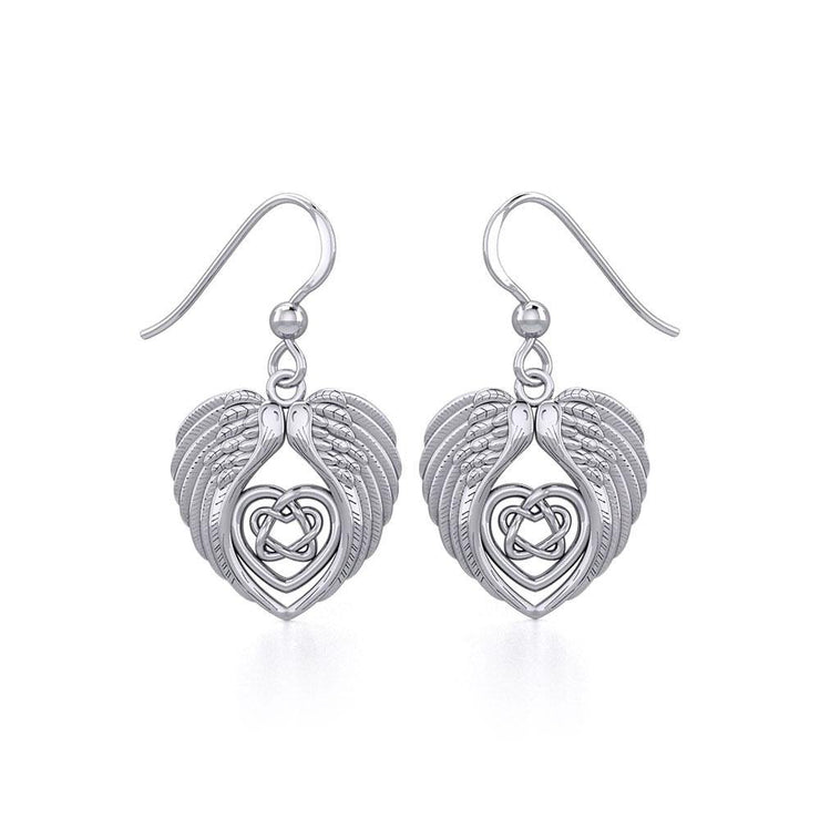 Angel Wing with Celtic Heart Silver Earrings TER1920
