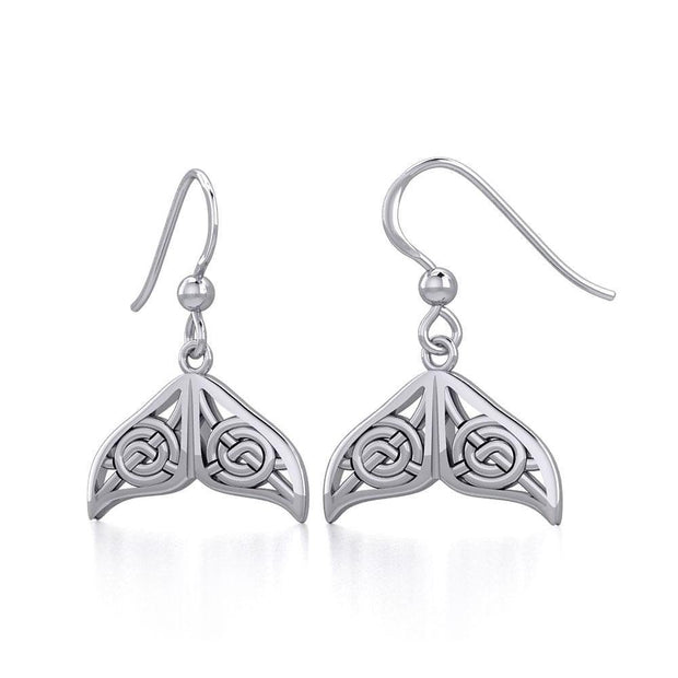 Celtic Knotwork Whale Tail Silver Earrings TER1929