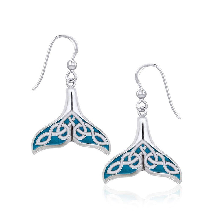 Celtic Whale Tail Silver Earrings with Enamel TER1931