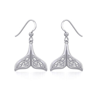 Celtic Knotwork Whale Tail Silver Earrings TER1936
