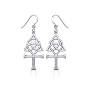 Triquetra and Ankh Silver Earrings TER1952