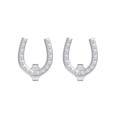 Horseshoe with Gems Silver Post Earrings TER1967