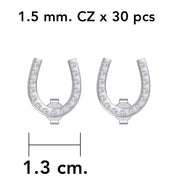 Horseshoe with Gems Silver Post Earrings TER1967