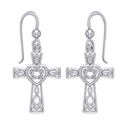 Celtic Knotwork Heart with Cross Silver Earrings TER1969