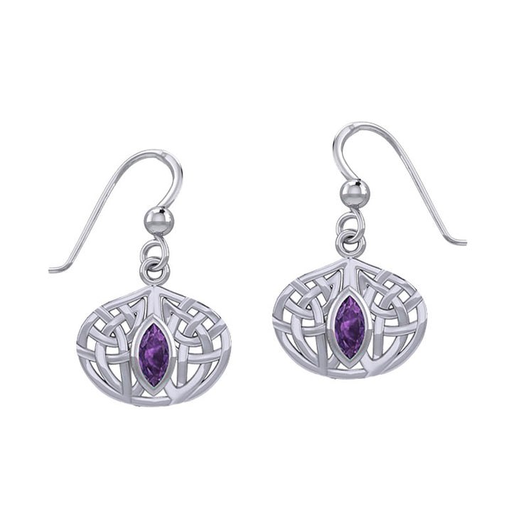 Celtic Knotwork Silver Earrings with Gemstone TER2034