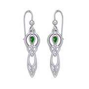 Celtic Knotwork Goddess with Gemstone Silver Earrings TER2051