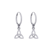 Celtic Knotwork Silver Triquetra or Trinity Knot Hoop Earrings TER2056