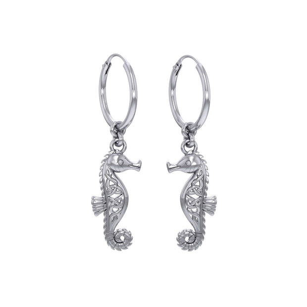 Celtic Knots Seahorse Silver Hoop Earrings TER2083