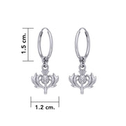 A beautiful glory of Scotland ~ Sterling Silver Jewelry Scottish Thistle Hoop Earrings TER2090