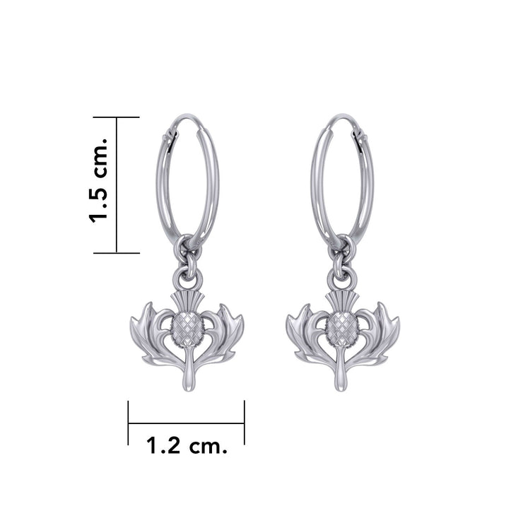 A beautiful glory of Scotland ~ Sterling Silver Jewelry Scottish Thistle Hoop Earrings TER2090