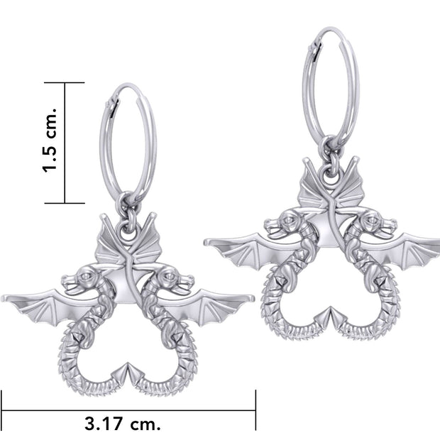 Dragon’s power of two ~ Sterling Silver Jewelry Hoop Earrings TER2097