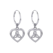 Celtic Trinity Heart Silver Hoop Earrings TER2105