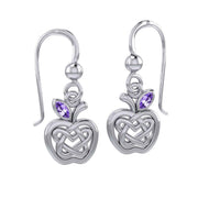 Celtic Spiritual Fruit Apple with Double Heart Silver Earrings with Gemstone TER2110