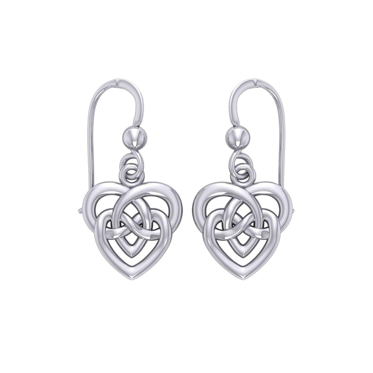 Celtic Infinity Knotwork Heart Silver Earrings TER2159