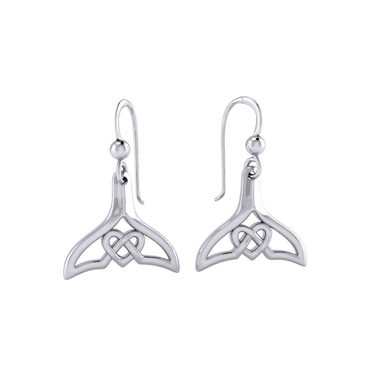 Whale Tail and Celtic Heart Silver Earrings TER2163