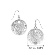 Coastal Charm Sterling Silver Hammer Textured Sand Dollar Earrings by Peter Stone TER2178