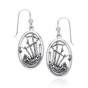 Celtic Bagpipes Silver Earrings TER225
