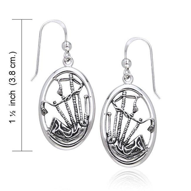 Celtic Bagpipes Silver Earrings TER225