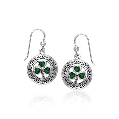 Celtic Knotwork Silver Shamrock Earrings TER227