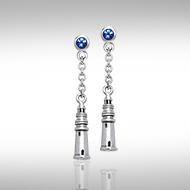 Lighthouse and Gem Silver Earrings TER233