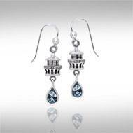 Lighthouse and Gem Silver Earrings TER234