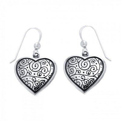 Cari Buziak Celtic Heart ~ Sterling Silver Spiral Hook Earrings TER242