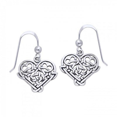 Cari Buziak Celtic Knotwork Silver Heart Earrings TER245