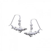 Fierce and courage ~ Sterling Silver Jewelry Hammerhead Shark Hook Earrings TER292