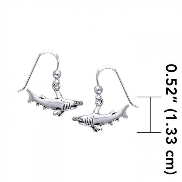Fierce and courage ~ Sterling Silver Jewelry Hammerhead Shark Hook Earrings TER292